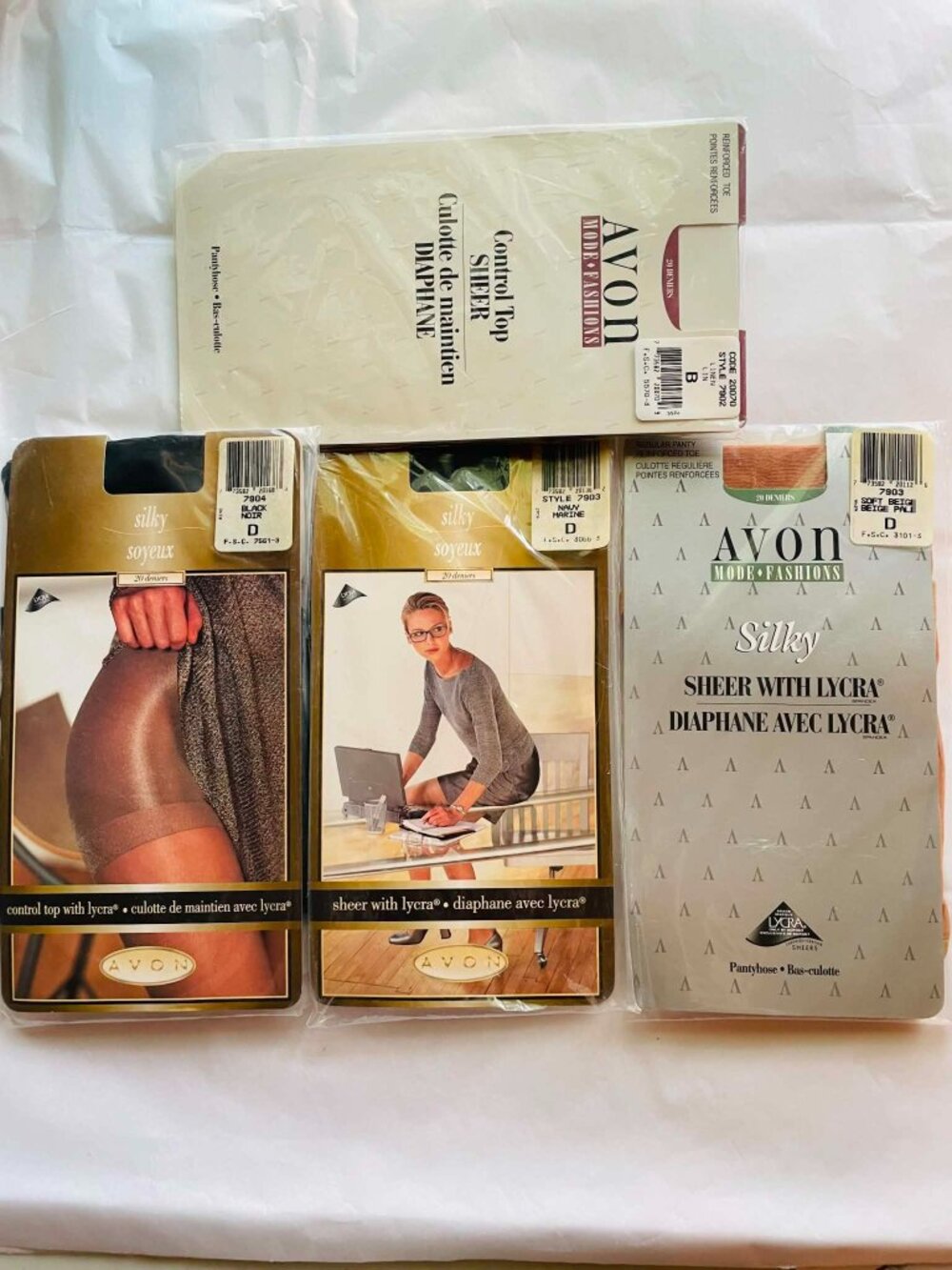 Avon Vintage  Pantyhose Lot of 4 NIP Sealed 20 Denier Lycra Control Top Sheer